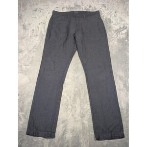 Richards Pants Mens 42x32 Gray Linen Herringbone Chino Classic Casual Summer